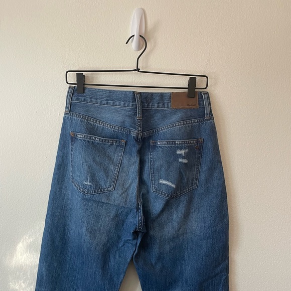 Madewell The Perfect Summer Busted Knee Cotton High Rise Dark Wash Denim Jeans - Picture 6 of 9